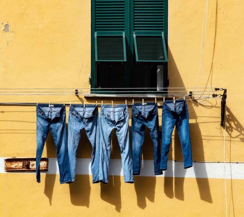 Air drying denim jeans 