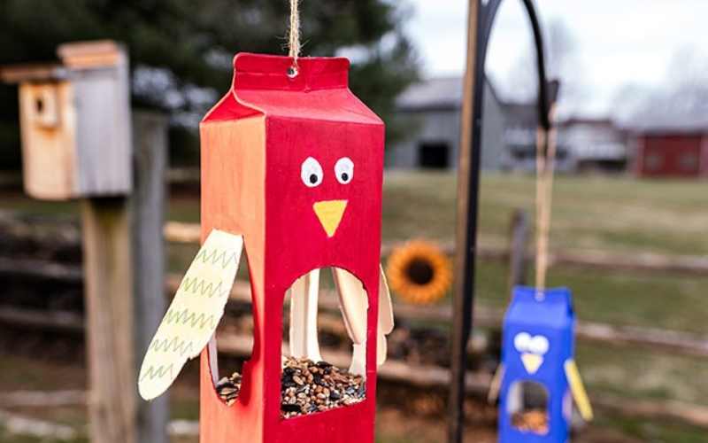 Spring Decor - DIY Milk Carton Bird Feeder