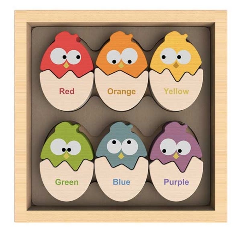 sustainable toys colors and eggs bilingual puzzle