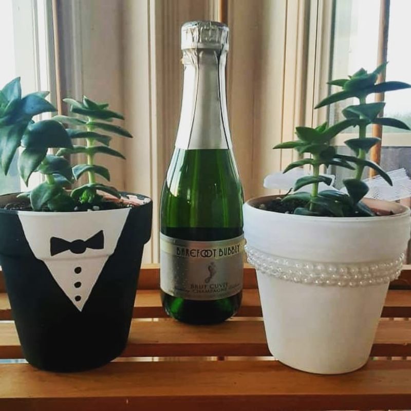 Wedding shower gifts - bride and groom planters