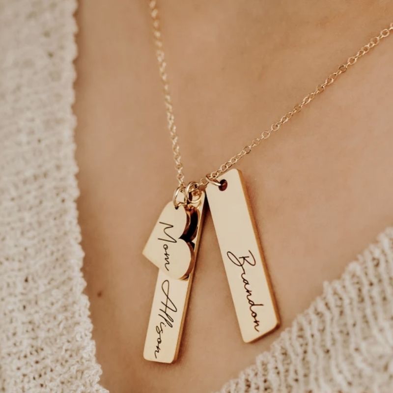 custom engraved necklace; mother's day gift idea