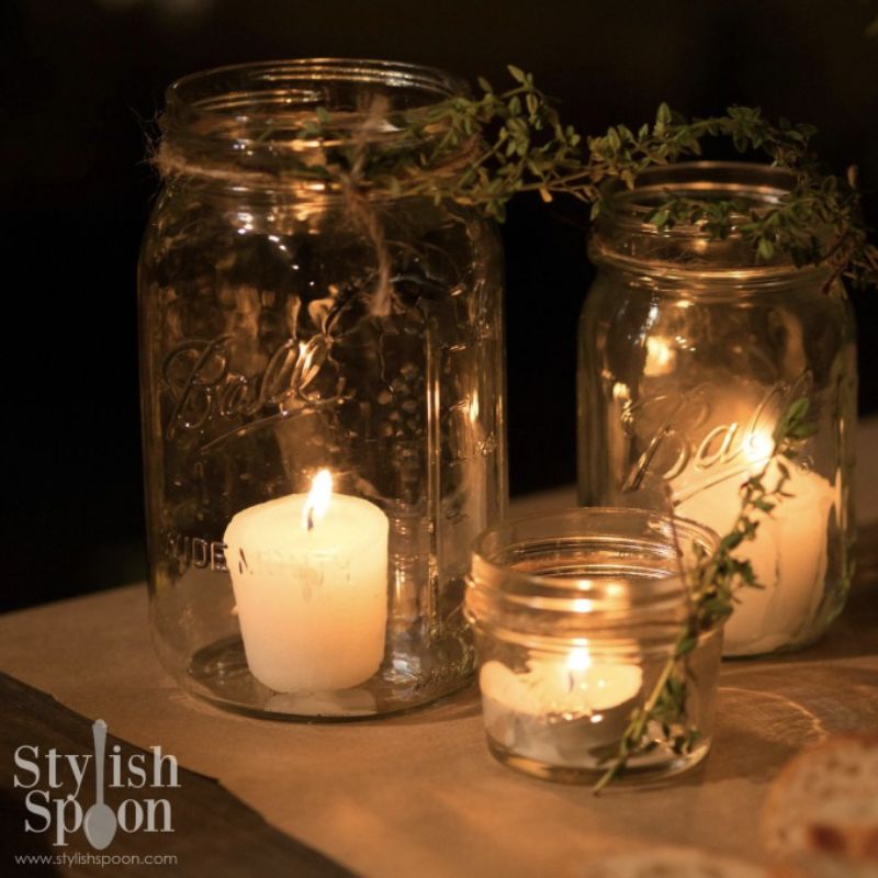 herb mason jar candle holders - zero waste home decor ideas