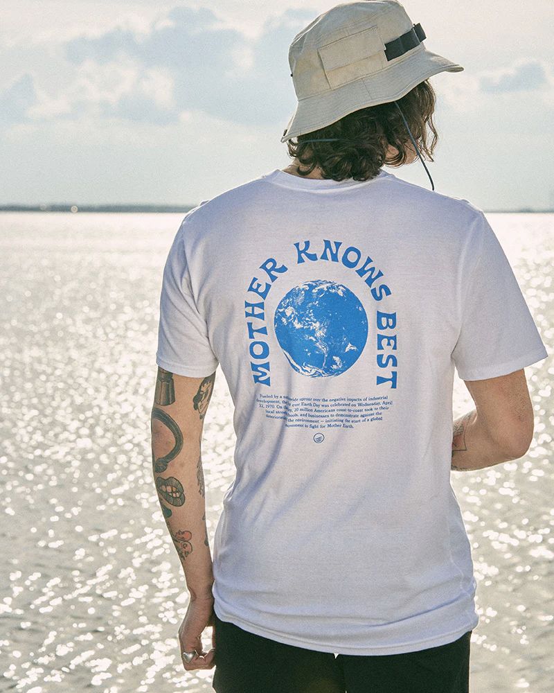 white back print tee by United By Blue, one of the sustainable men's clothing brands