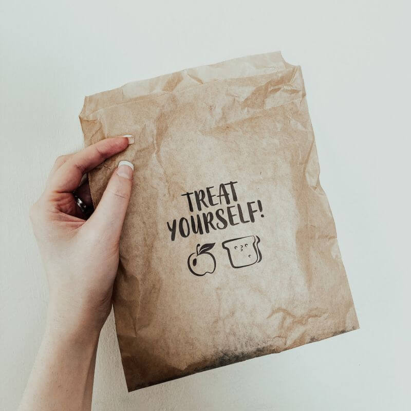 paper bag that says treat yourself